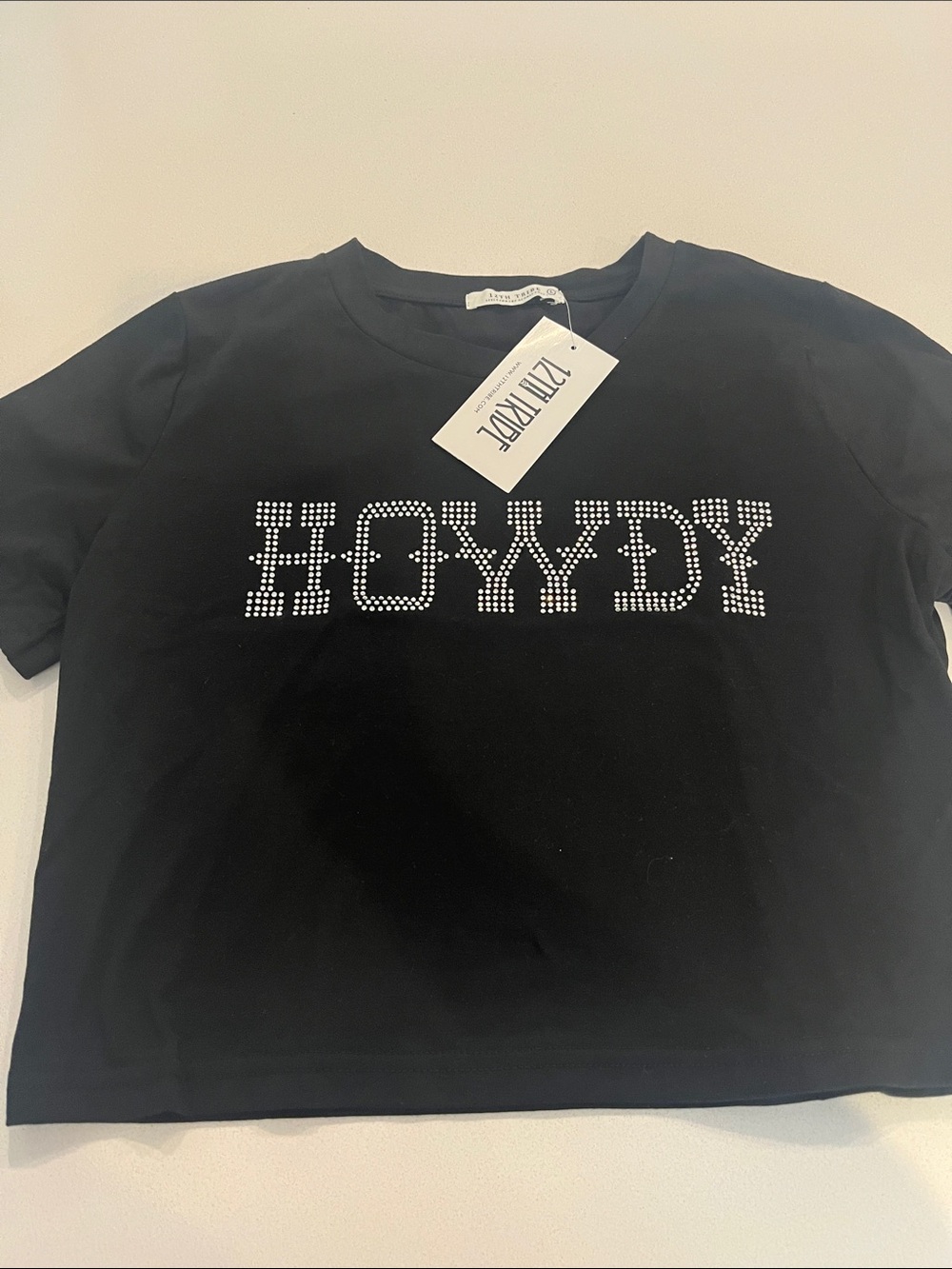 12th Tribe Black Studded HOWDY Crop
